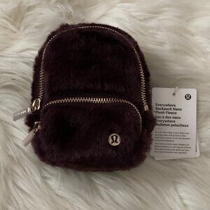 LULULEMON Everywhere Nano Plush Fleece Backpack in Black Plum/Gold